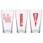Set of 2 Ole Miss Rebels College Vault Sketch 16oz Pints