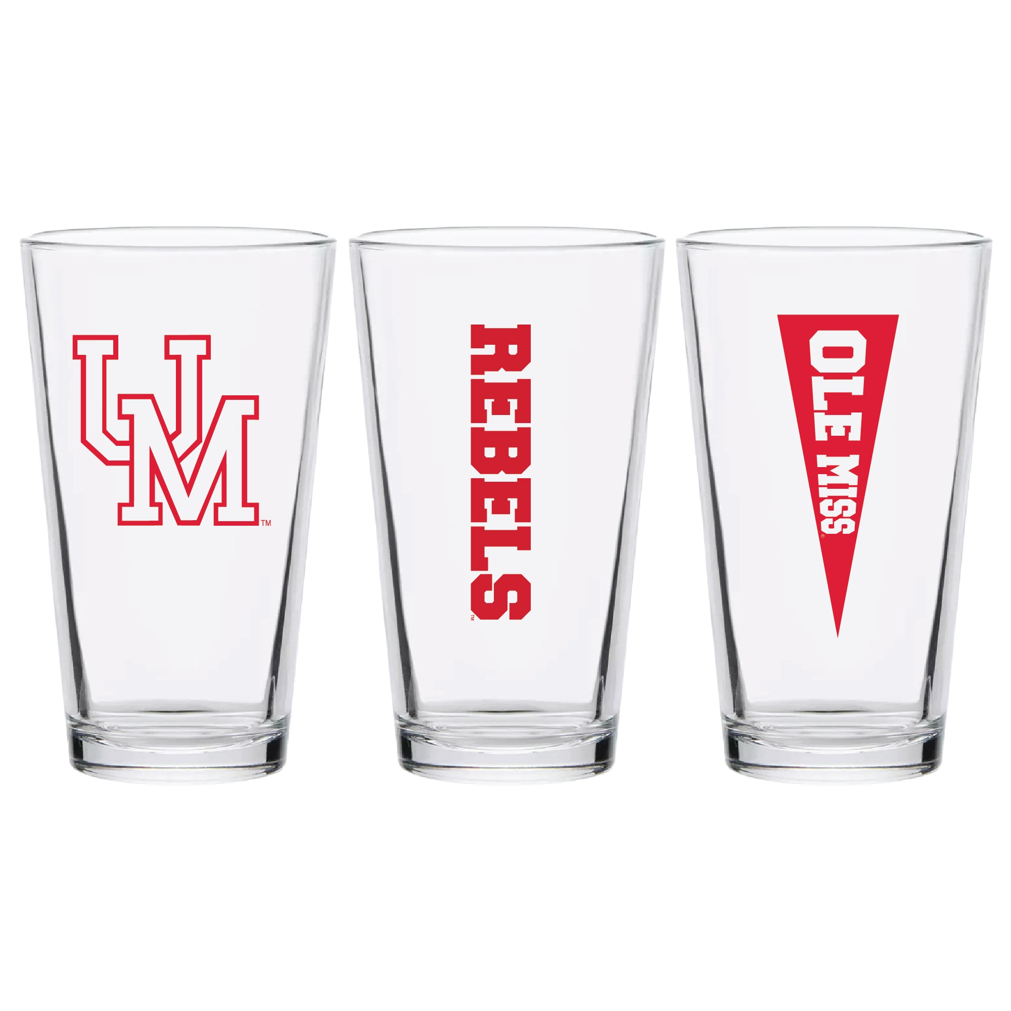 Set of 2 Ole Miss Rebels College Vault Sketch 16oz Pints
