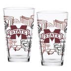 Set of 2 Mississippi State Bulldogs Campus Line Art 16oz Pints