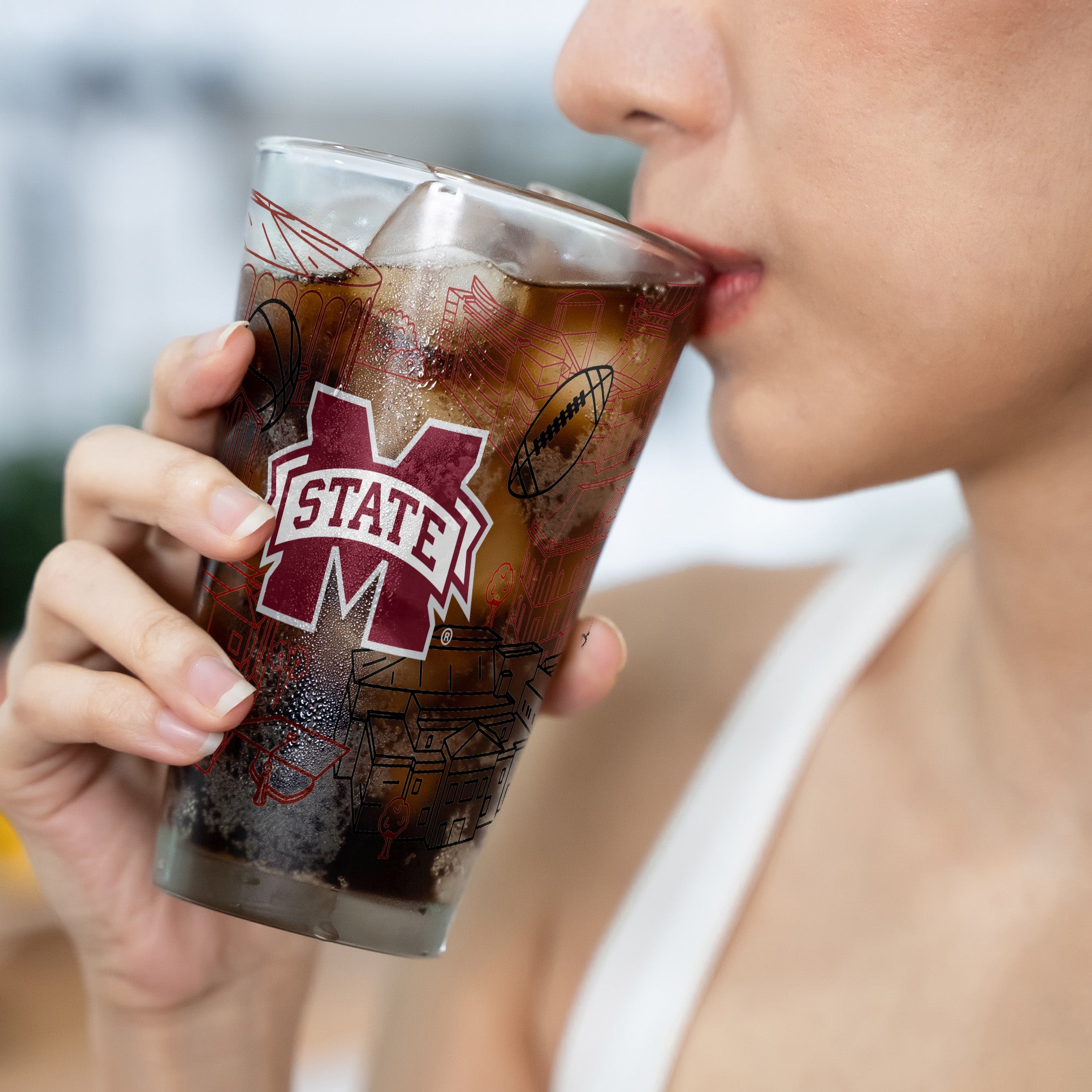 Set of 2 Mississippi State Bulldogs Campus Line Art 16oz Pints