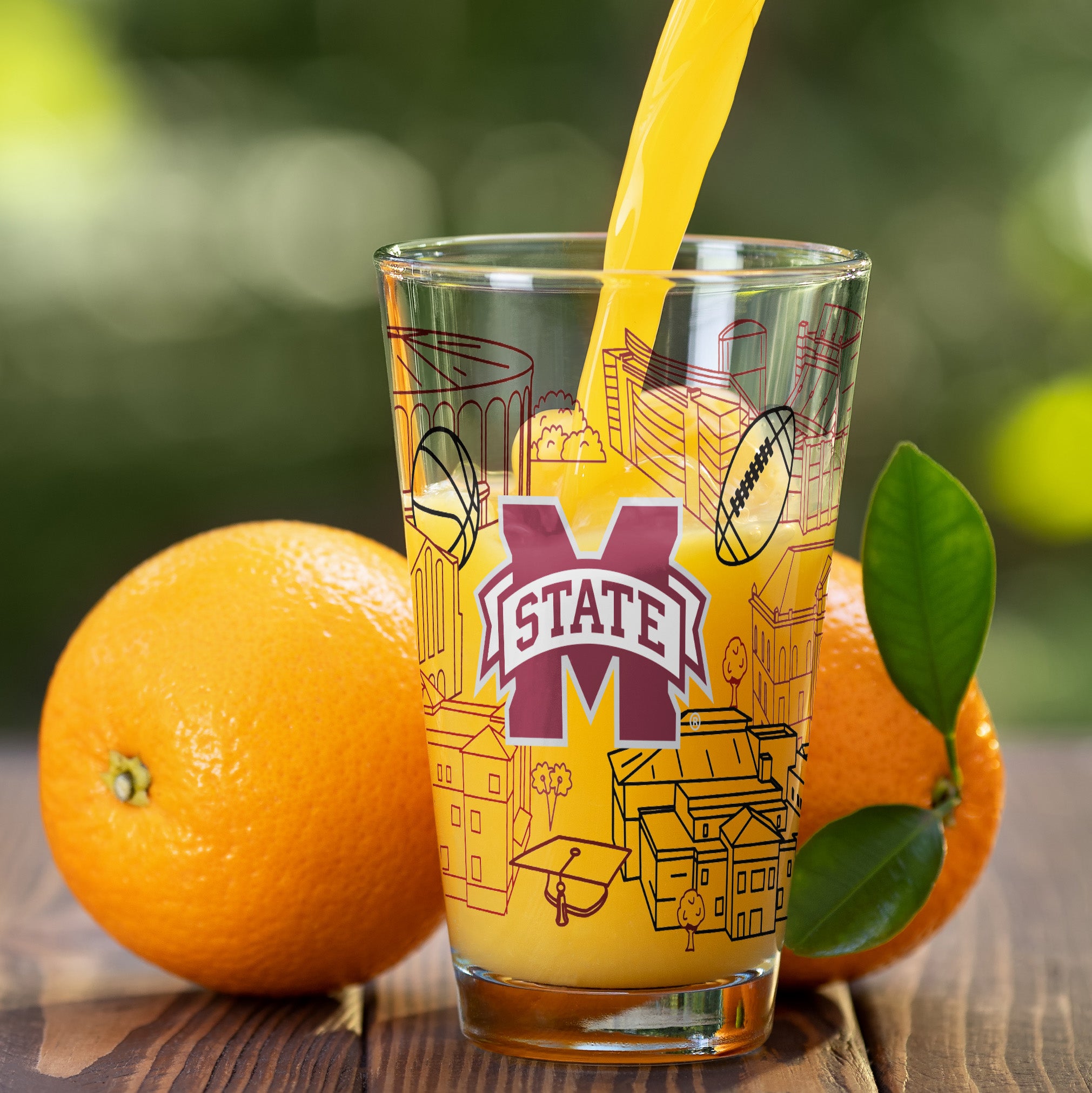 Set of 2 Mississippi State Bulldogs Campus Line Art 16oz Pints