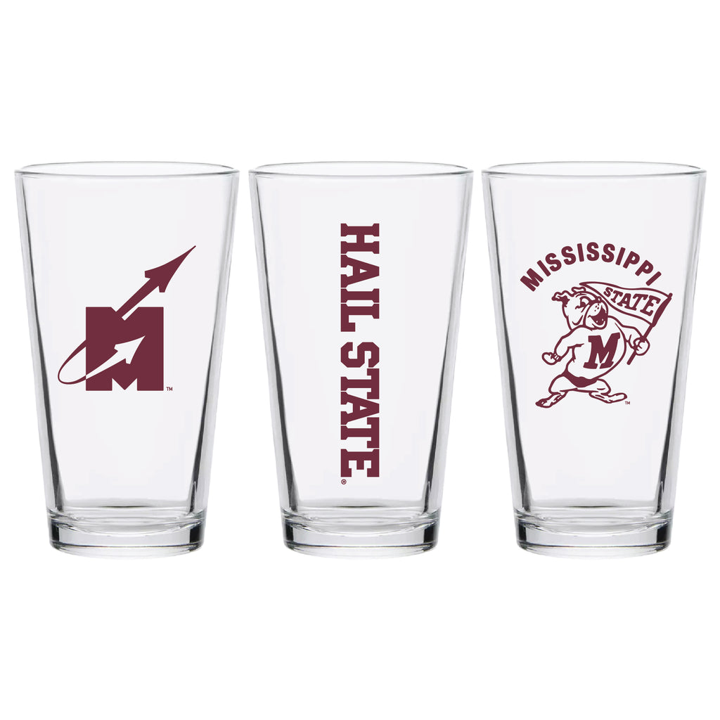Set of 2 Mississippi State Bulldogs College Vault Sketch 16oz Pints