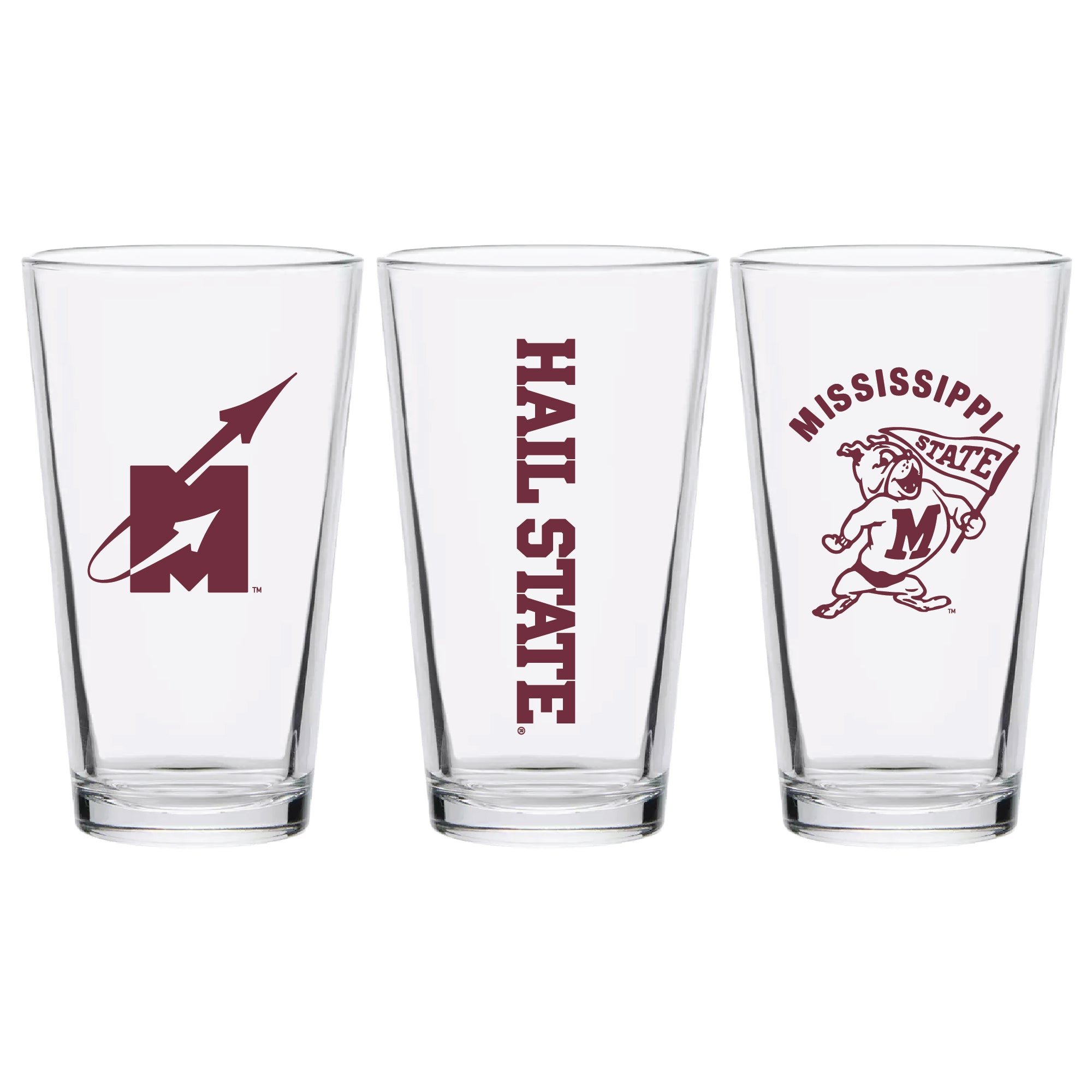 Set of 2 Mississippi State Bulldogs College Vault Sketch 16oz Pints