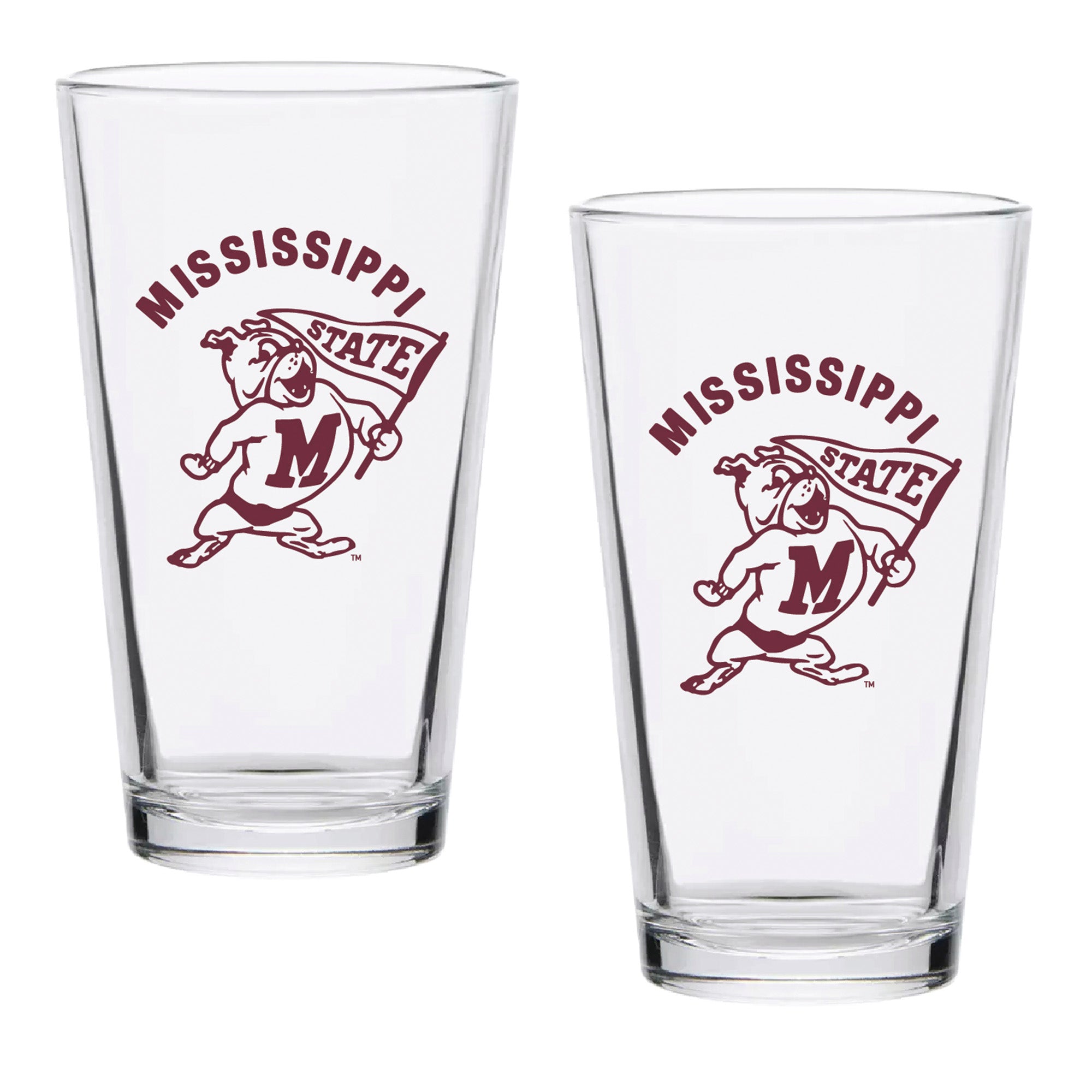 Set of 2 Mississippi State Bulldogs College Vault Sketch 16oz Pints