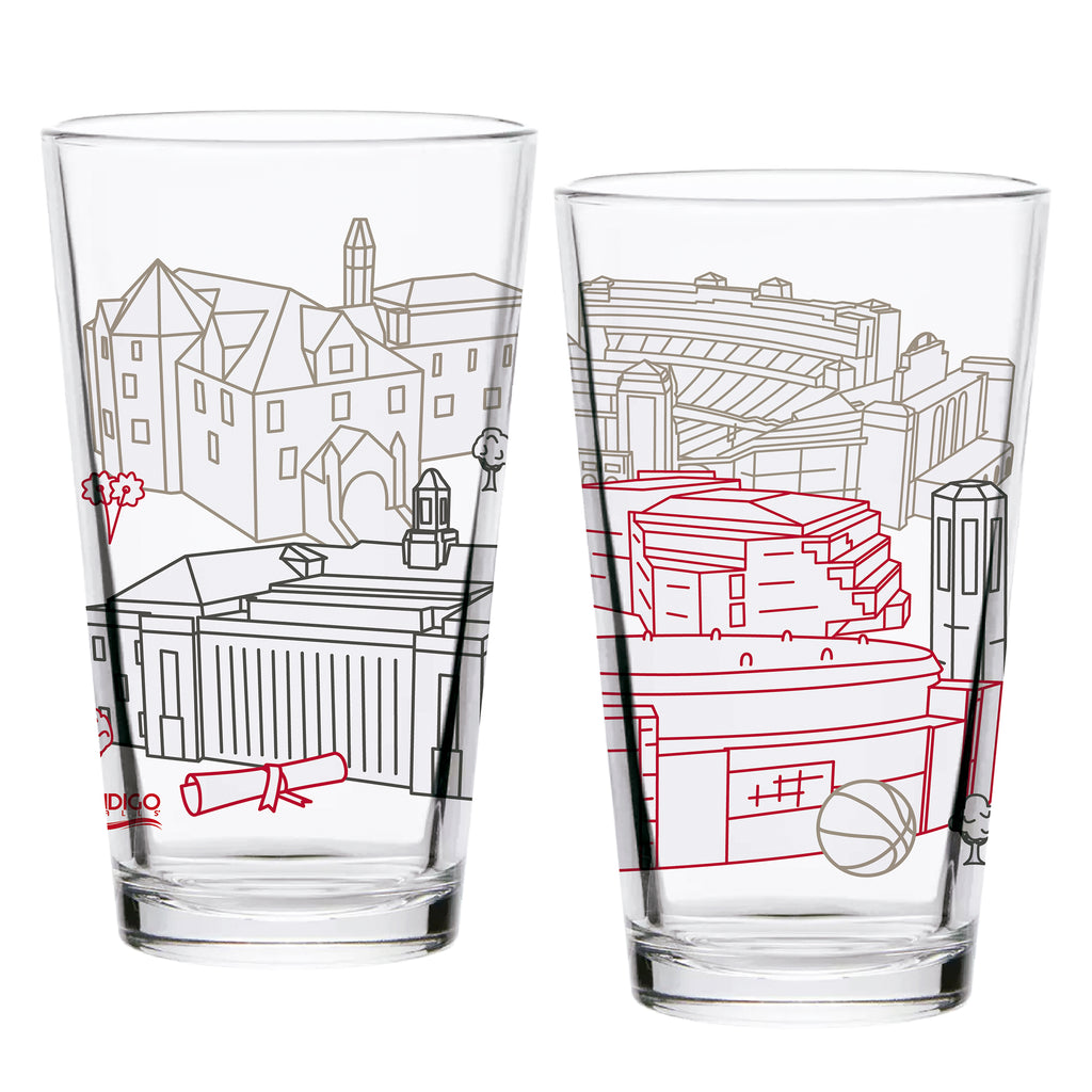 Set of 2 Nebraska Cornhuskers Campus Line Art 16oz Pints