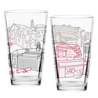 Set of 2 Nebraska Cornhuskers Campus Line Art 16oz Pints