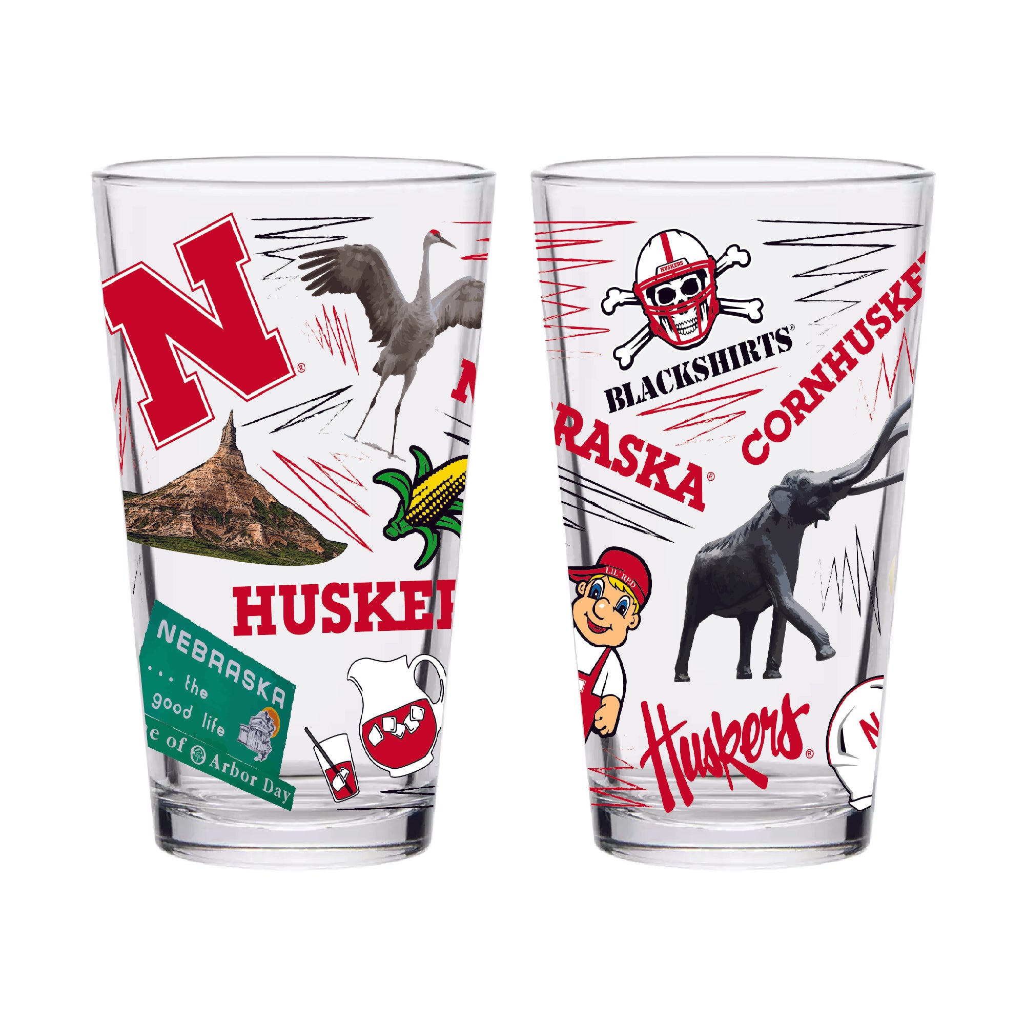 Set of 2 Nebraska Cornhuskers Local 16oz Pints