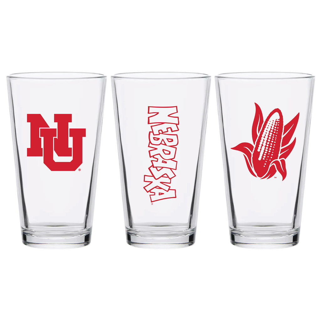 Set of 2 Nebraska Cornhuskers College Vault Sketch 16oz Pints