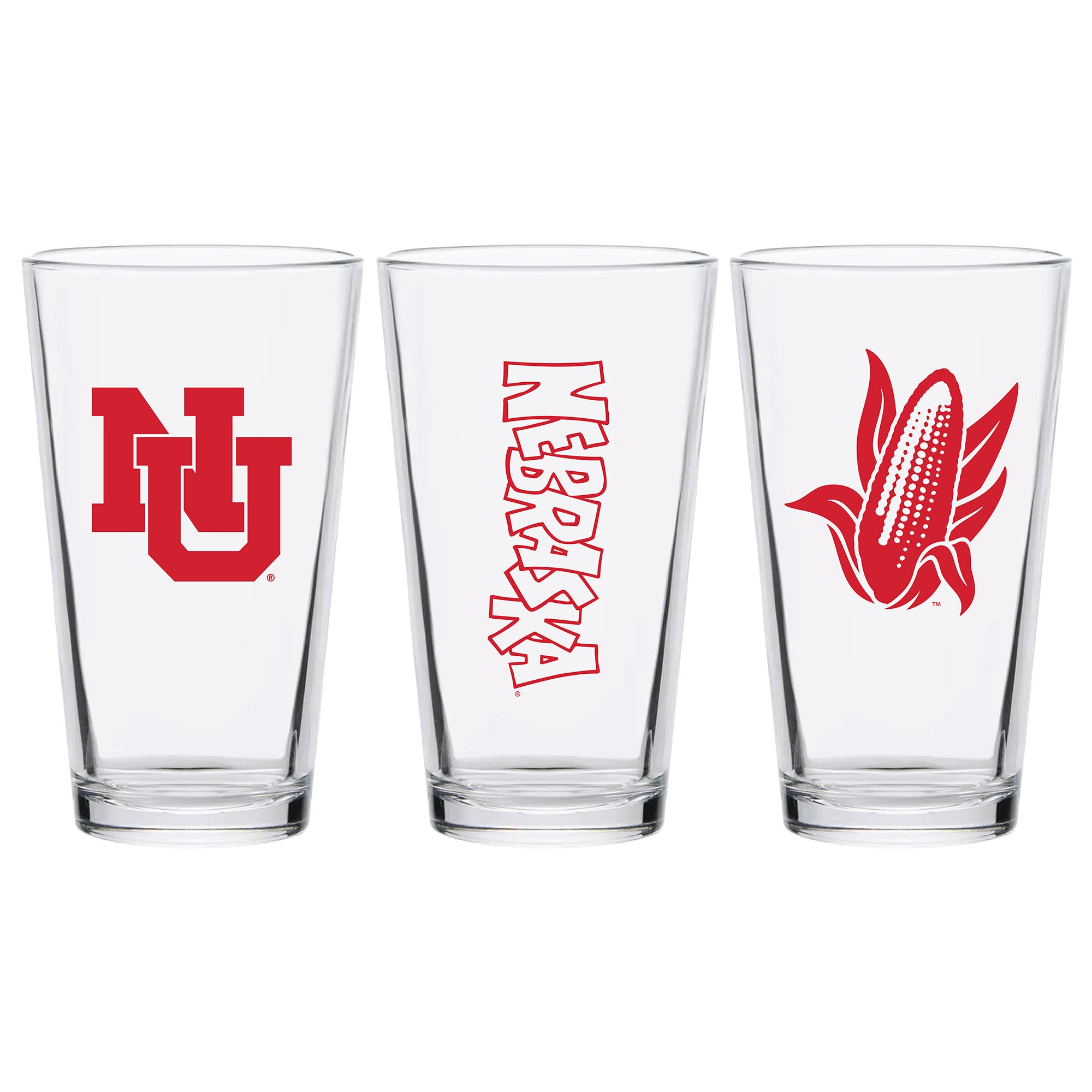 Set of 2 Nebraska Cornhuskers College Vault Sketch 16oz Pints