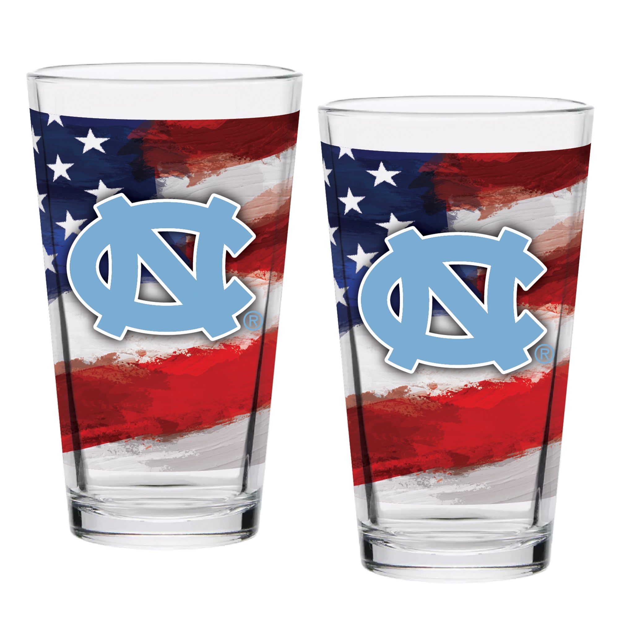 Set of 2 North Carolina Tar Heels 16oz Americana Pints