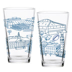 Set of 2 North Carolina Tar Heels Campus Line Art 16oz Pints