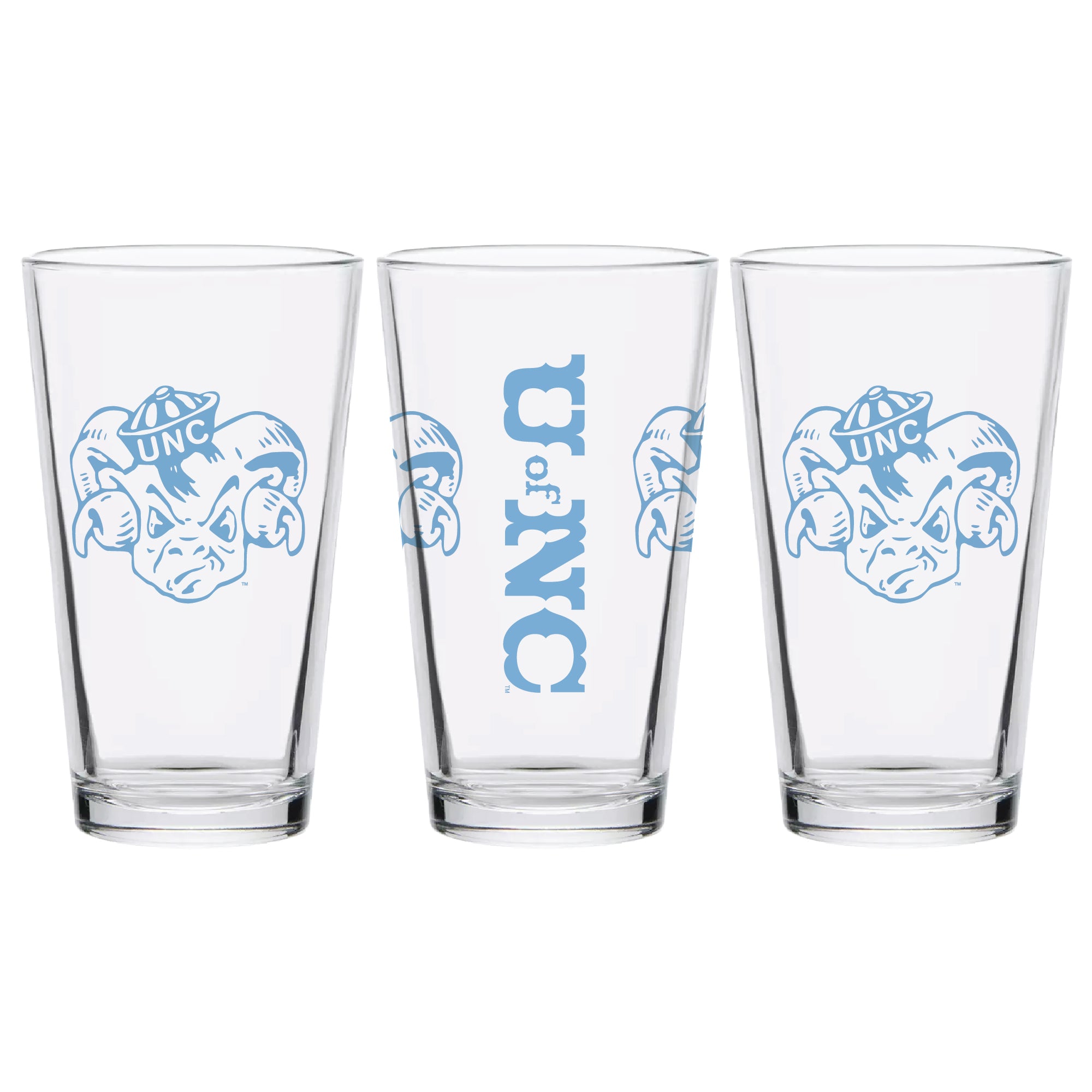 Set of 2 North Carolina Tar Heels College Vault Sketch 16oz Pints