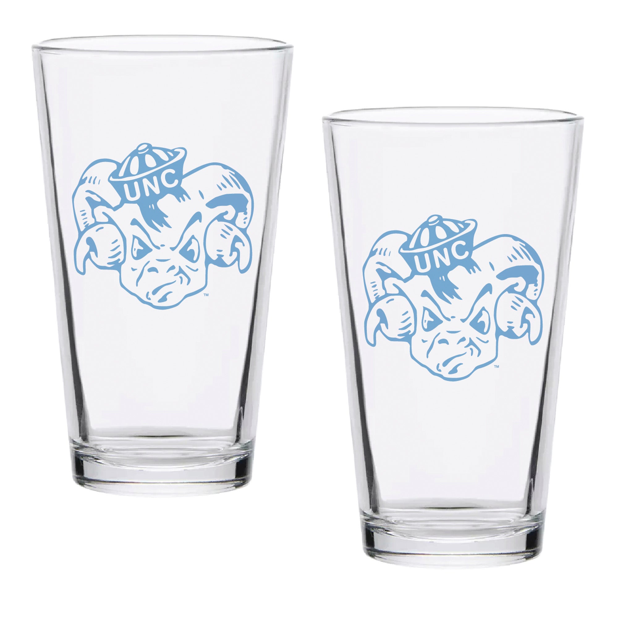 Set of 2 North Carolina Tar Heels College Vault Sketch 16oz Pints