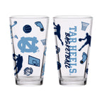 Set of 2 North Carolina Tar Heels Basketball Sketch 16oz Pints