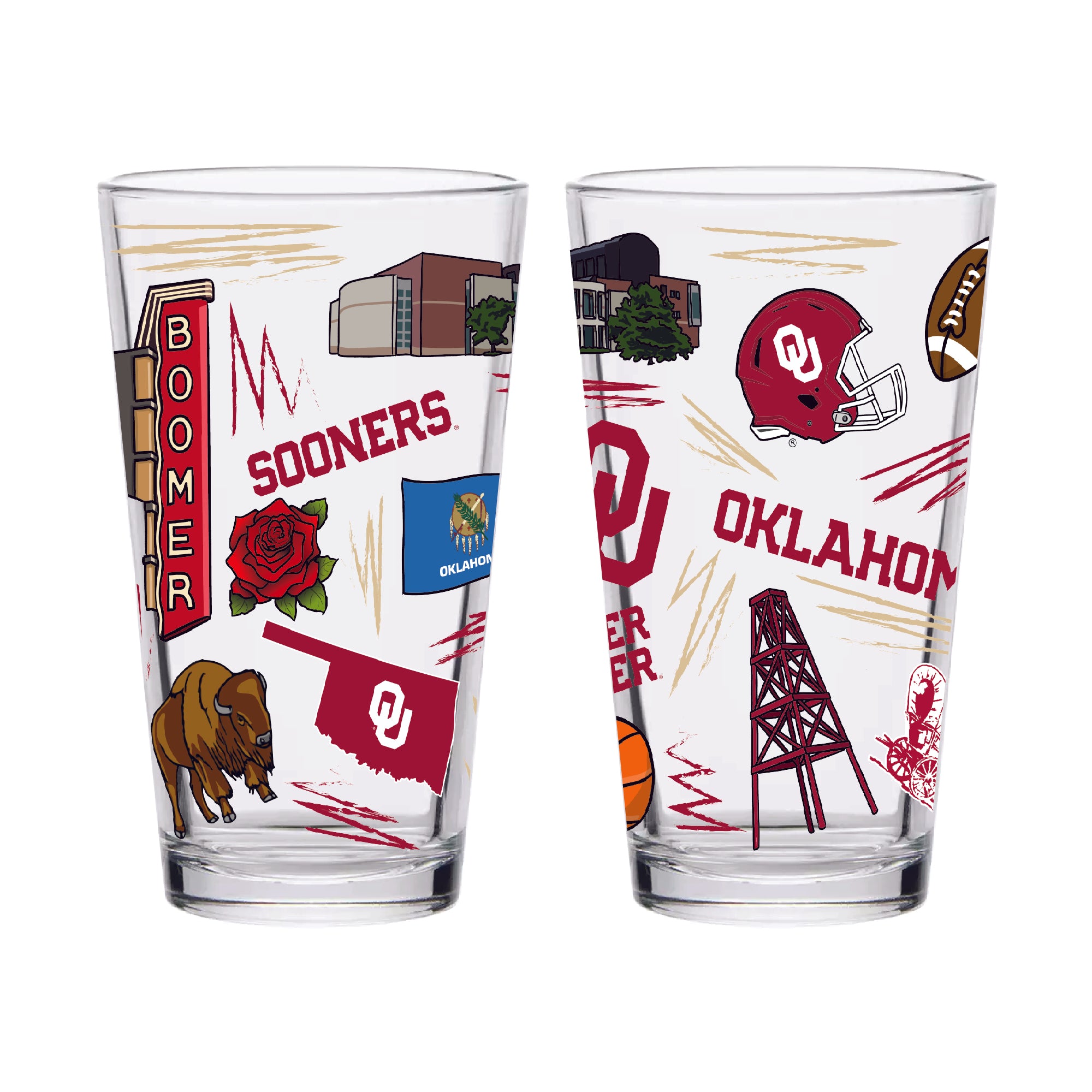 Set of 2 Oklahoma Sooners Local 16oz Pints