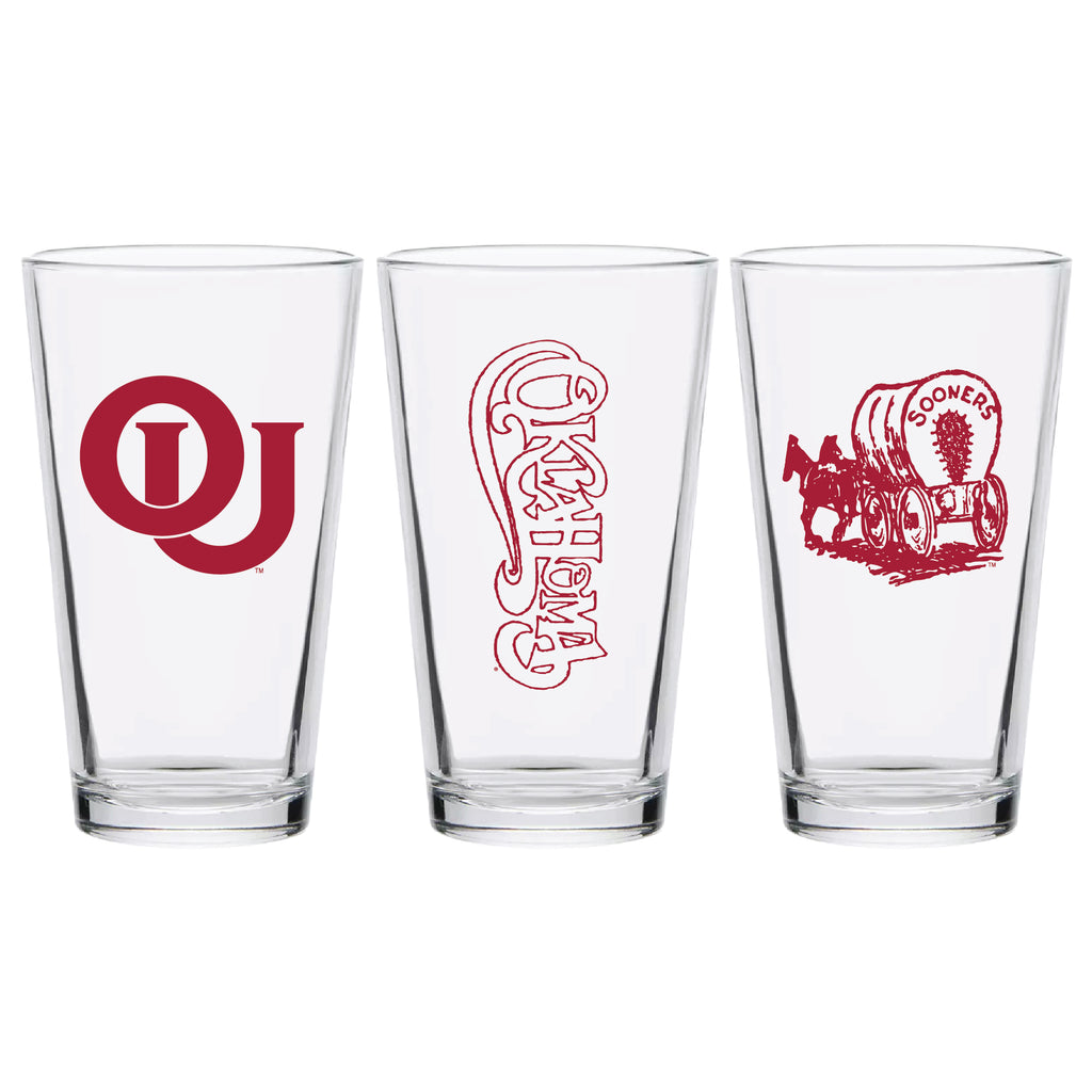 Set of 2 Oklahoma Sooners College Vault Sketch 16oz Pints