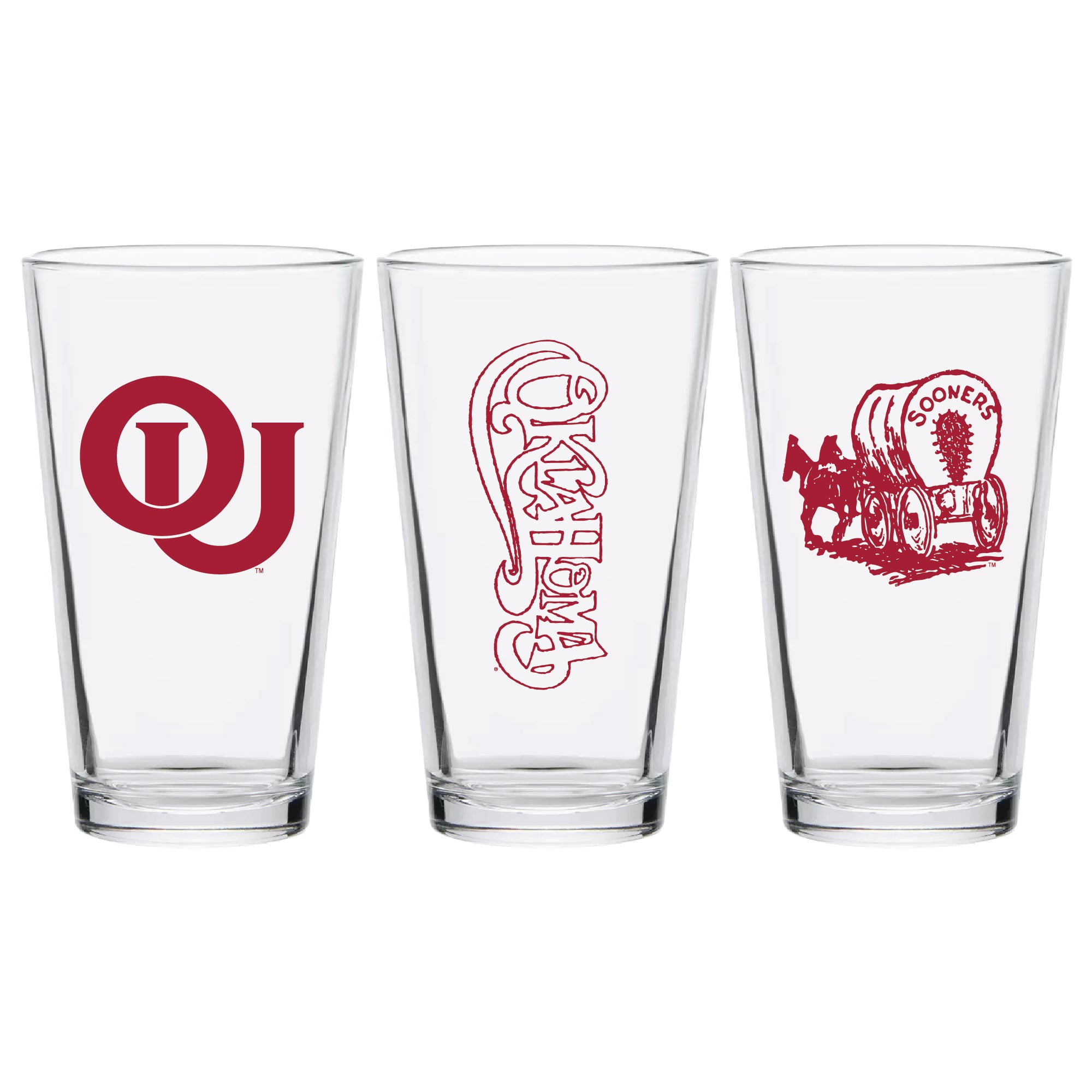 Set of 2 Oklahoma Sooners College Vault Sketch 16oz Pints