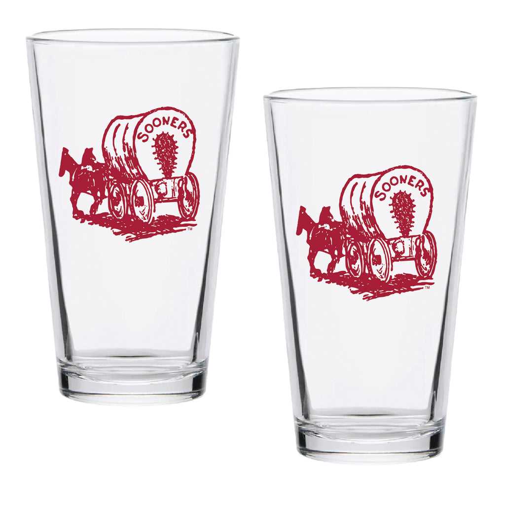 Set of 2 Oklahoma Sooners College Vault Sketch 16oz Pints