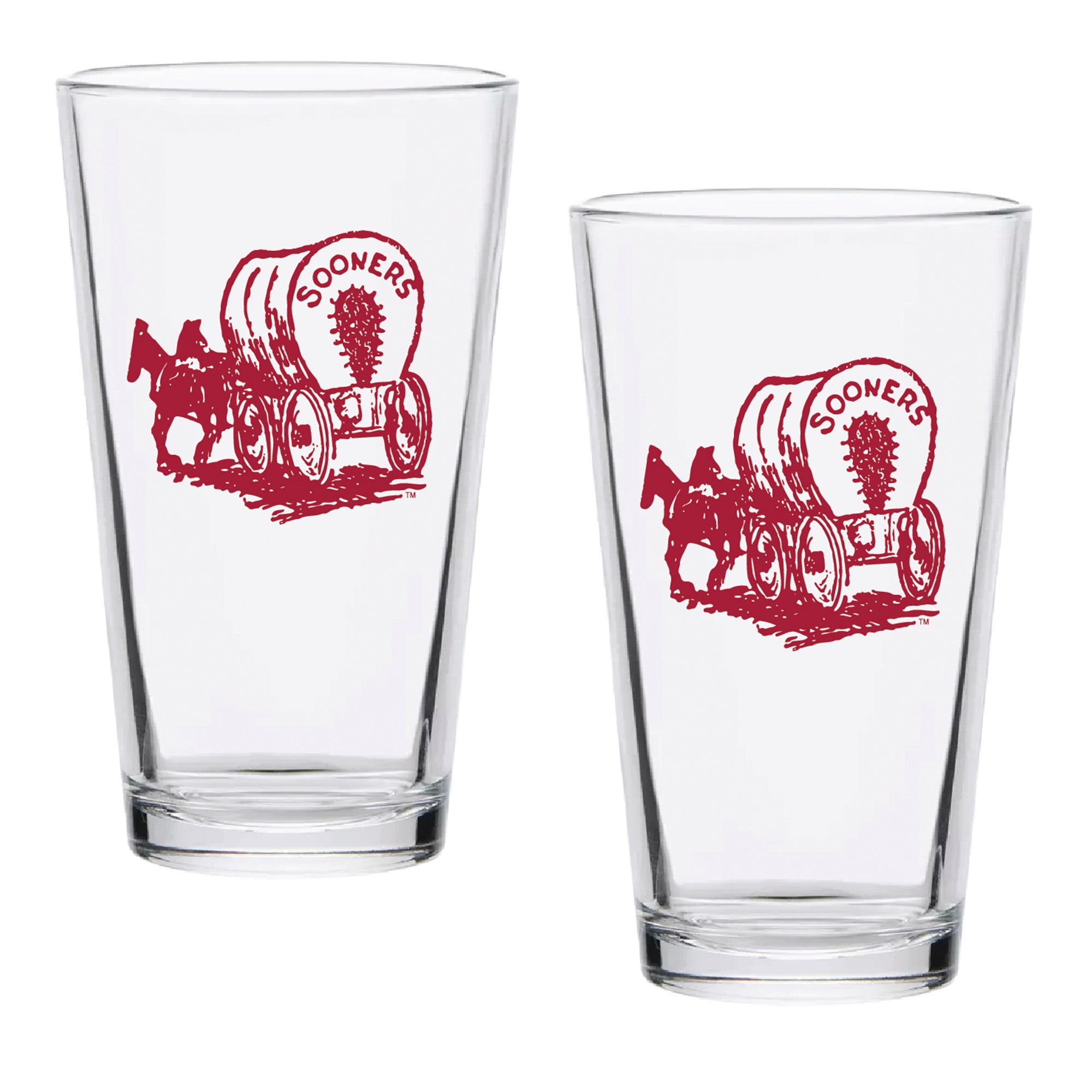 Set of 2 Oklahoma Sooners College Vault Sketch 16oz Pints
