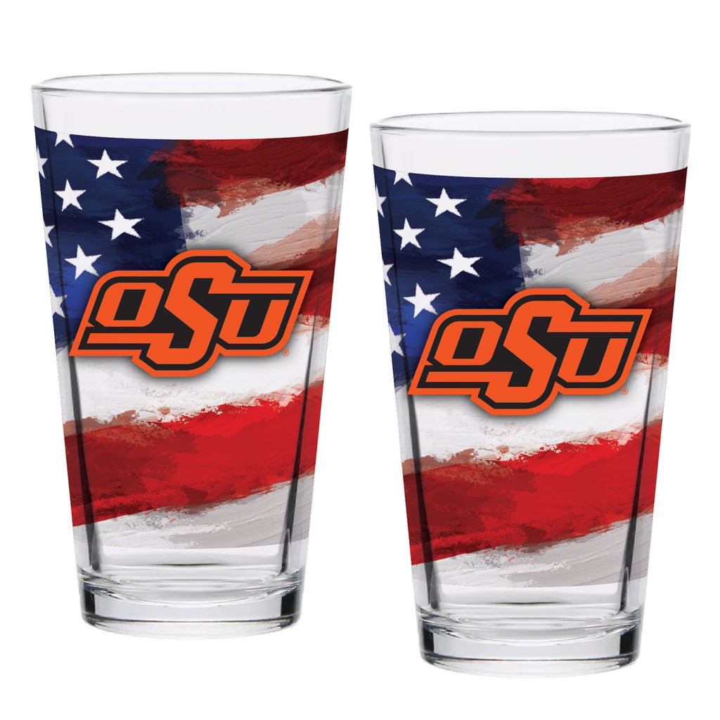 Set of 2 Oklahoma State Cowboys 16oz Americana Pints