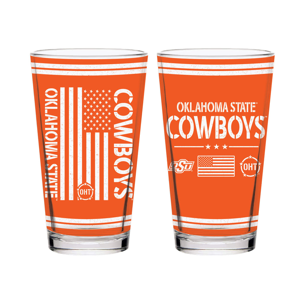 Oklahoma State Cowboys 16oz OHT flag pint glass