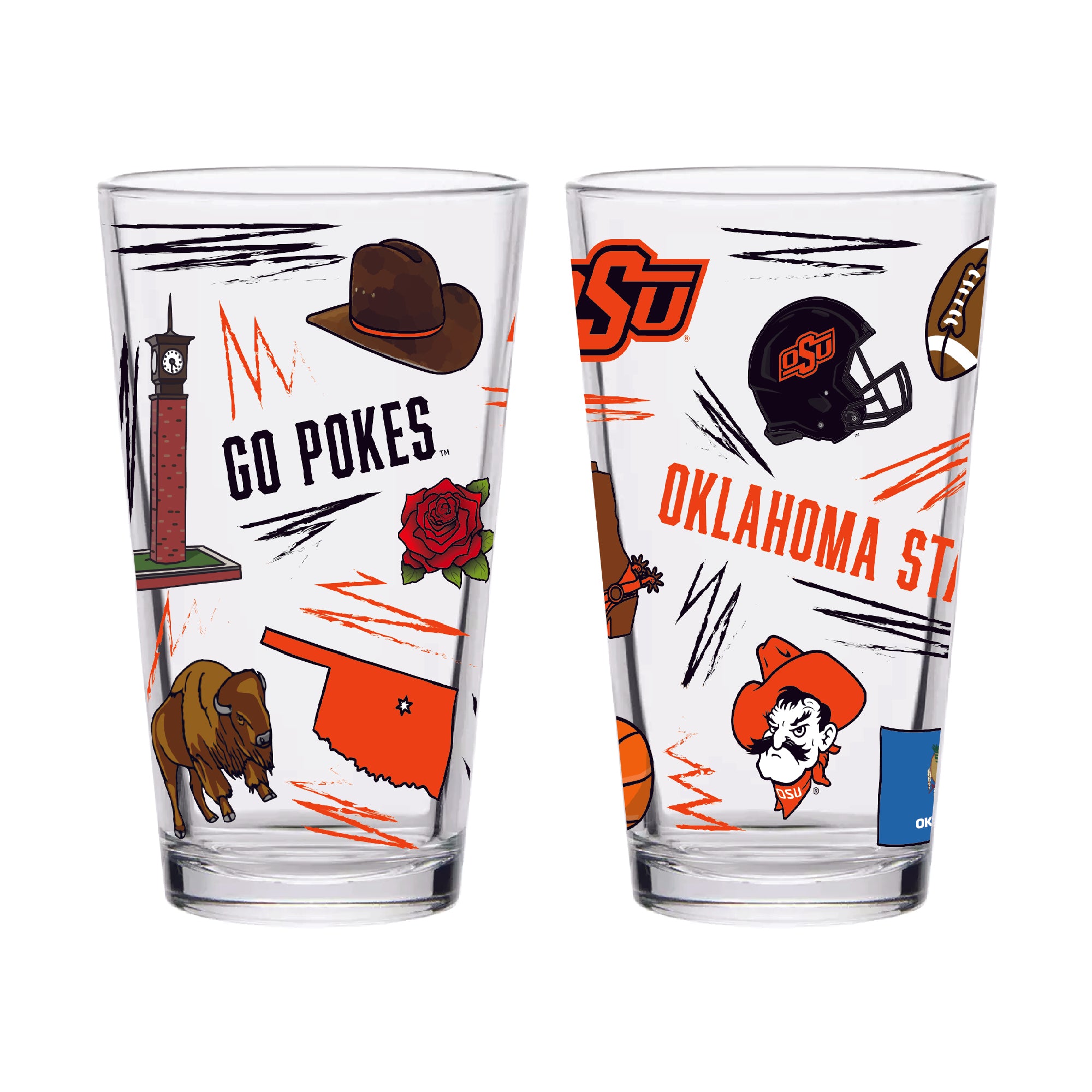Set of 2 Oklahoma State Cowboys Local 16oz Pints