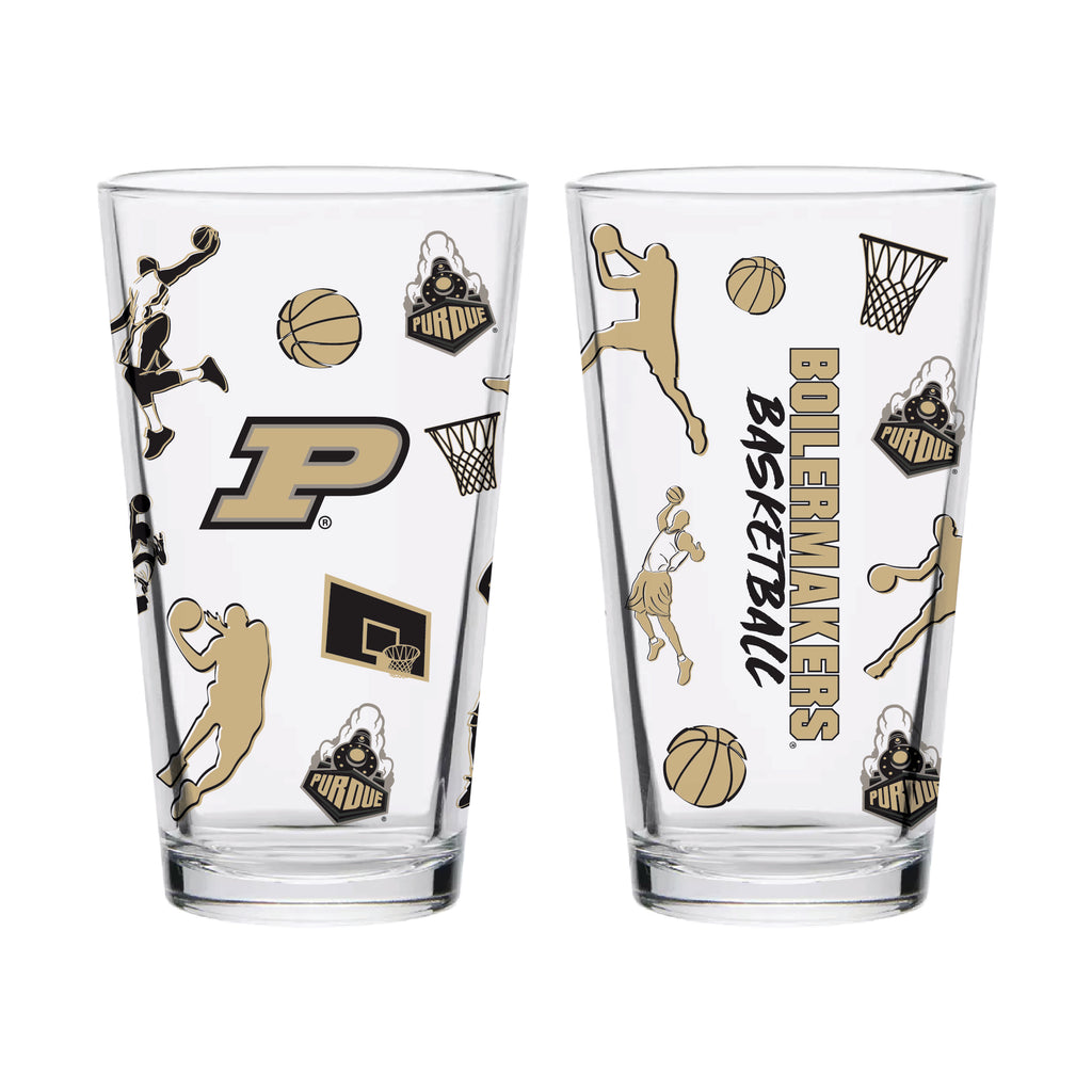 Set of 2 Purdue Boilermakers Basketball Sketch 16oz Pints