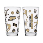 Set of 2 Purdue Boilermakers Basketball Sketch 16oz Pints