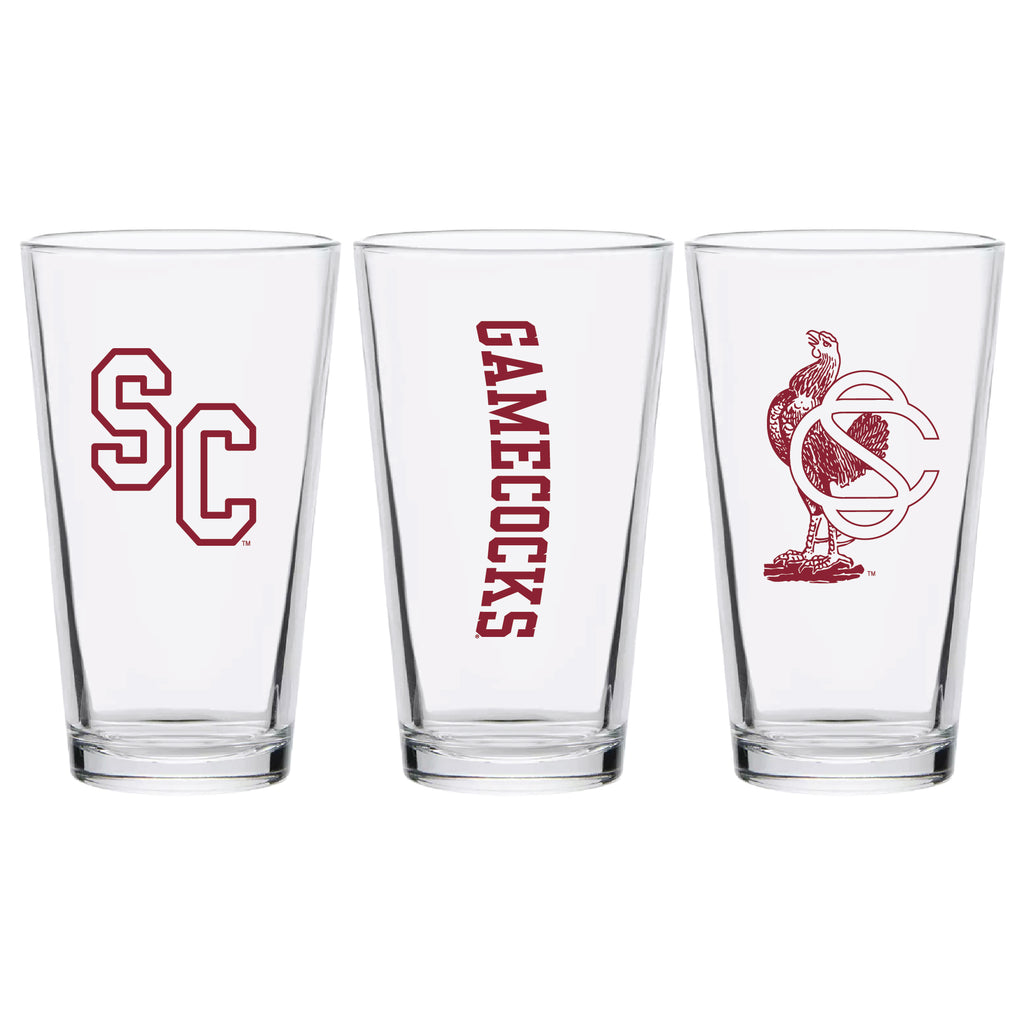 Set of 2 South Carolina Gamecocks College Vault Sketch 16oz Pints