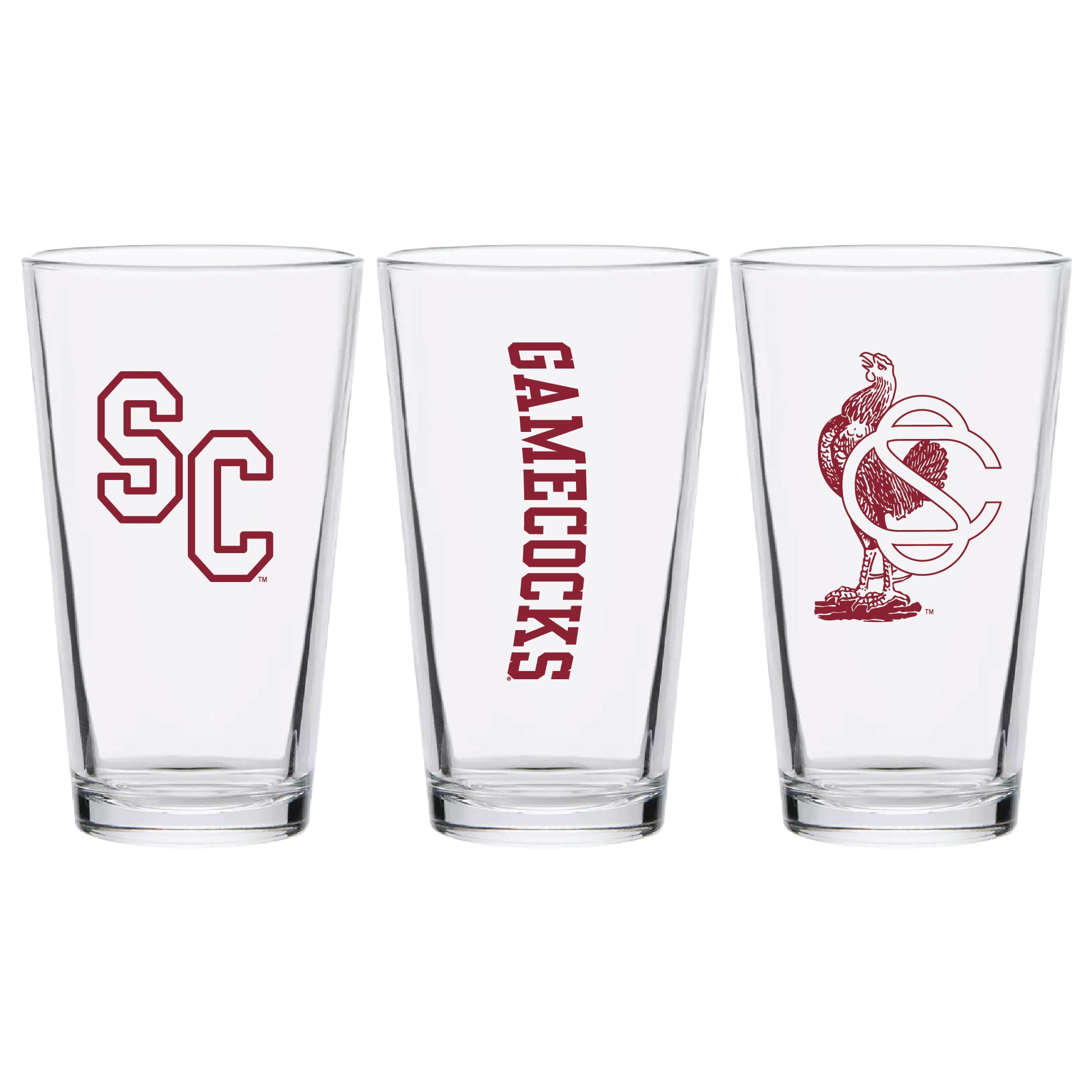 Set of 2 South Carolina Gamecocks College Vault Sketch 16oz Pints