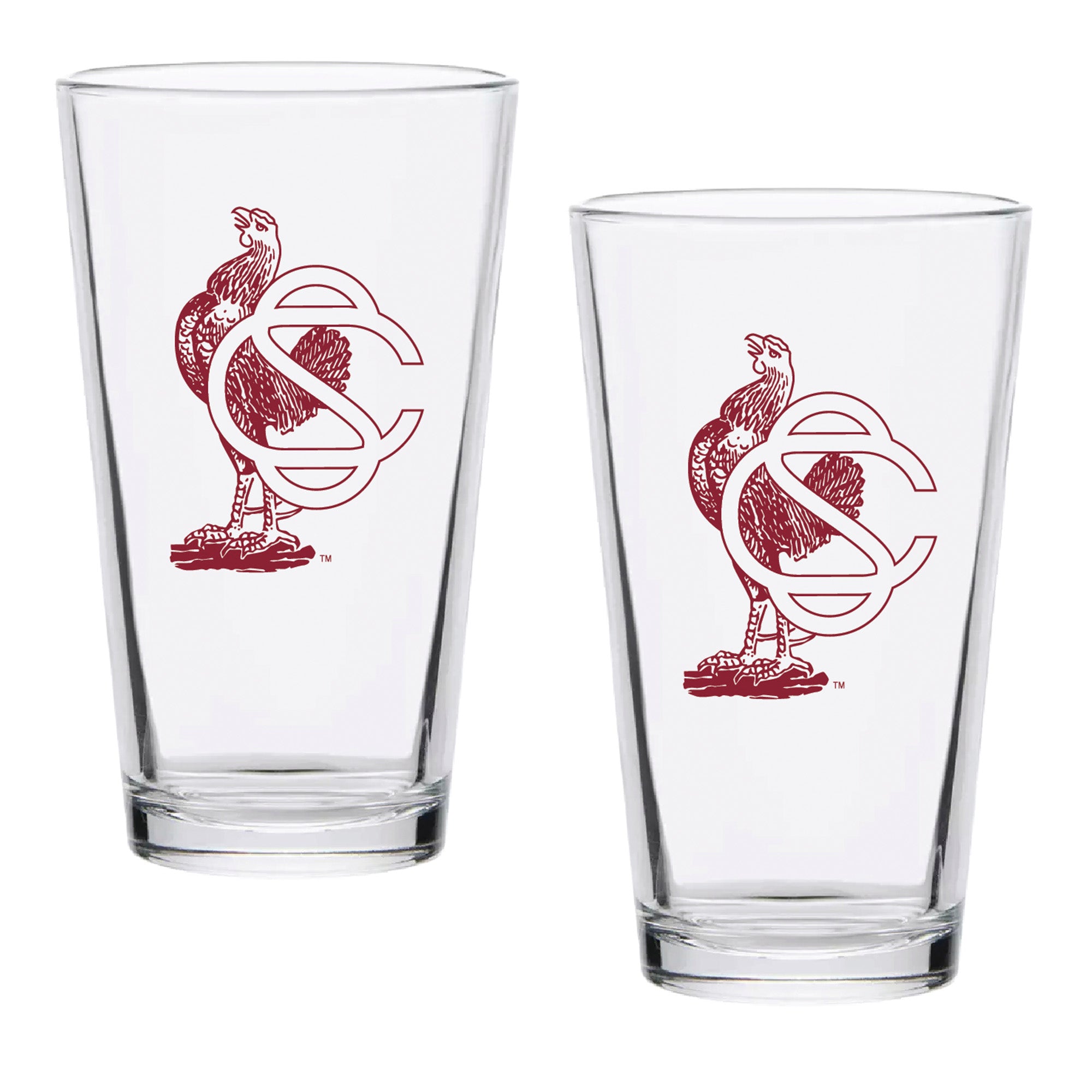 Set of 2 South Carolina Gamecocks College Vault Sketch 16oz Pints