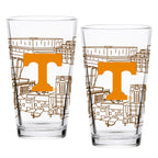Set of 2 Tennessee Volunteers Campus Line Art 16oz Pints