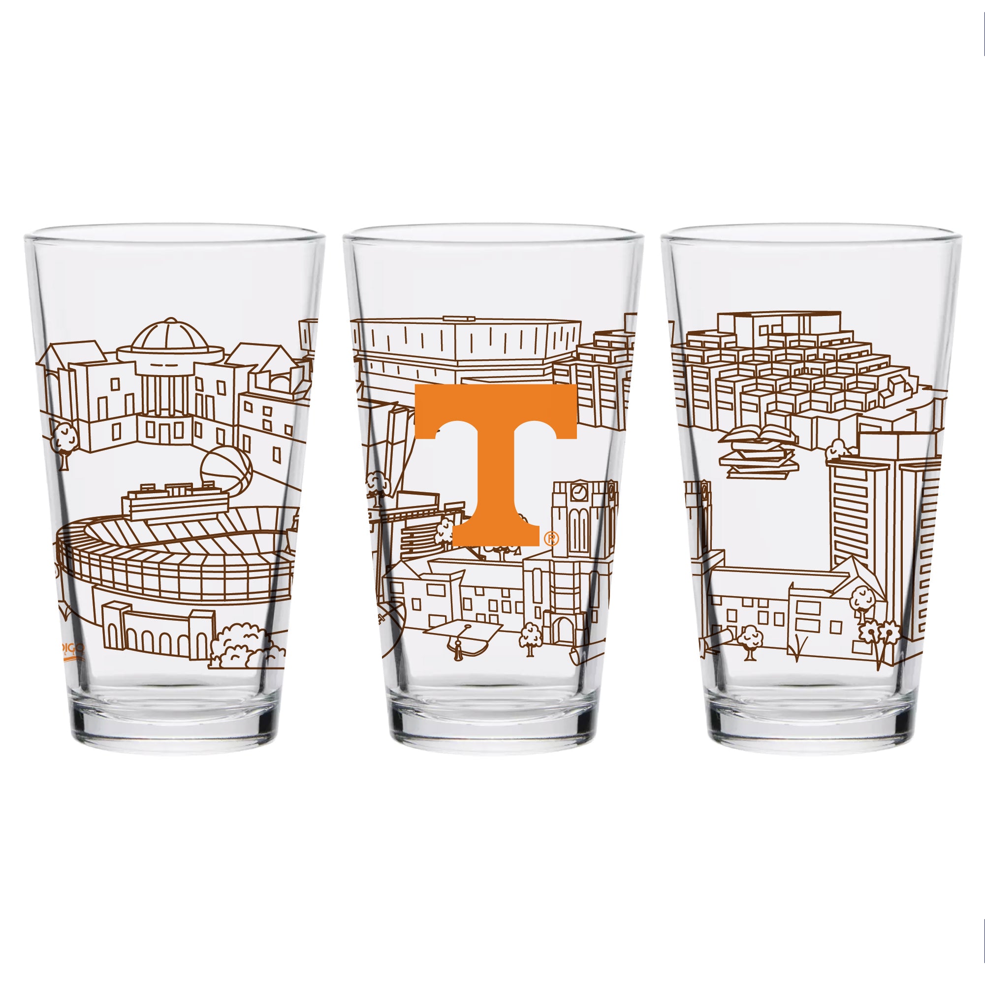 Set of 2 Tennessee Volunteers Campus Line Art 16oz Pints