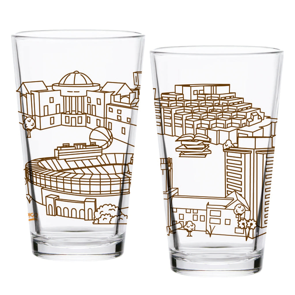 Set of 2 Tennessee Volunteers Campus Line Art 16oz Pints