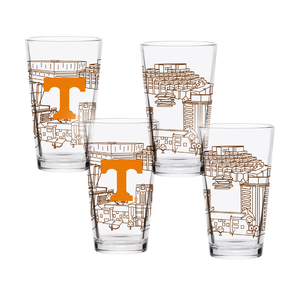 Set of 4 Tennessee Volunteers Campus Line Art 16oz Pints