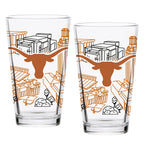 Set of 2 Texas Longhorns Campus Line Art 16oz Pints
