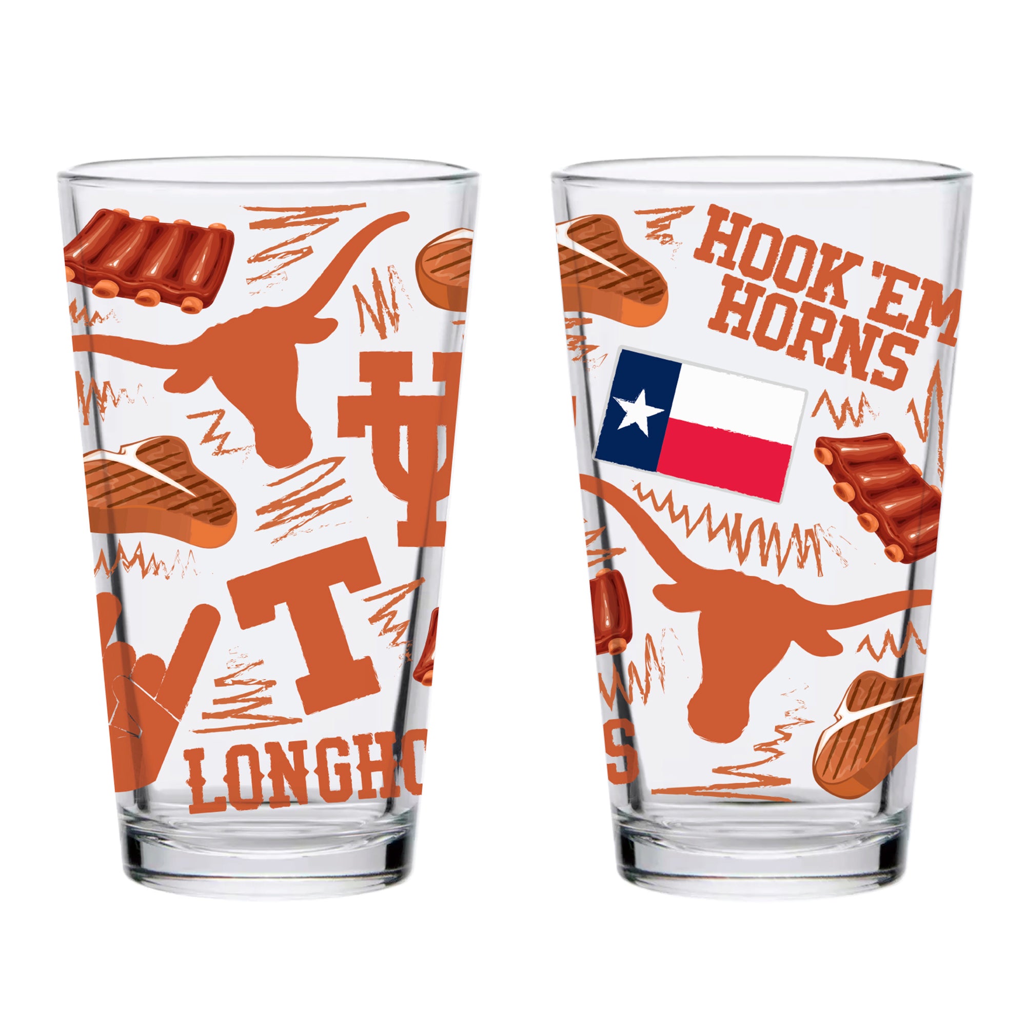 Set of 2 Texas Longhorns Local 16oz Pints