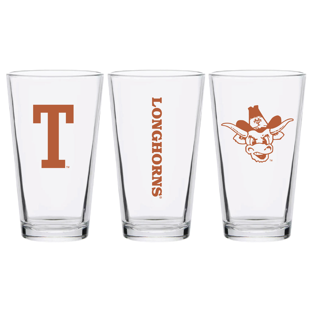 Set of 2 Texas Longhorns College Vault Sketch 16oz Pints