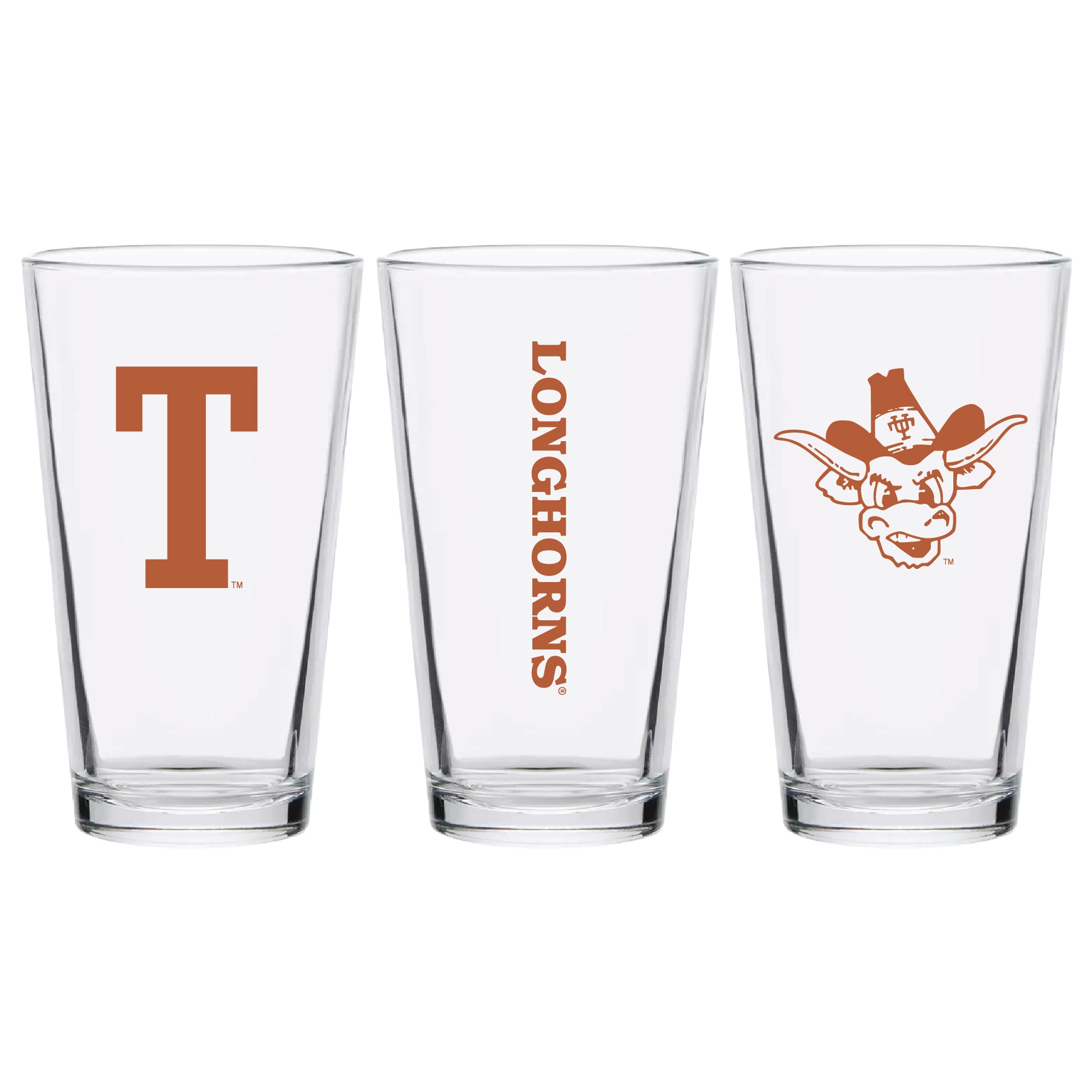 Set of 2 Texas Longhorns College Vault Sketch 16oz Pints