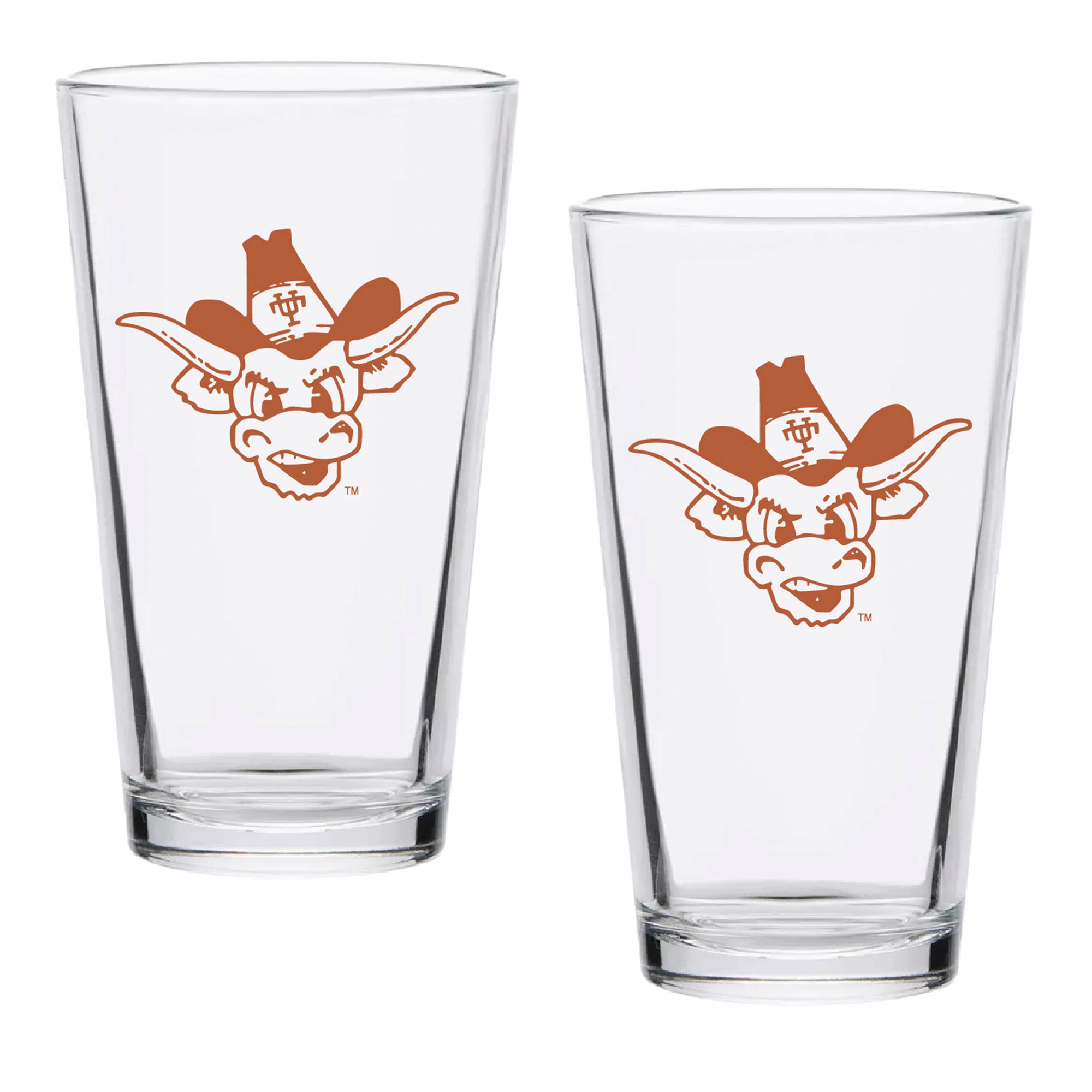 Set of 2 Texas Longhorns College Vault Sketch 16oz Pints