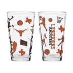 Set of 2 Texas Longhorns Basketball Sketch 16oz Pints