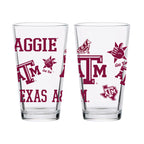 Texas A&M Aggies 16oz medley pint glass for fans