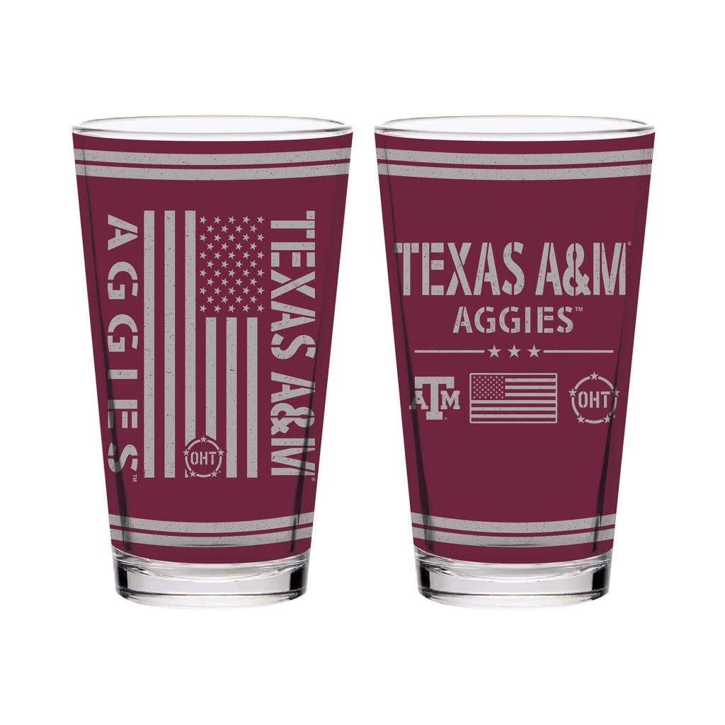 Texas A&M Aggies 16oz OHT flag pint glass