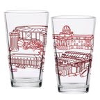 Set of 2 Texas A&M Aggies Campus Line Art 16oz Pints