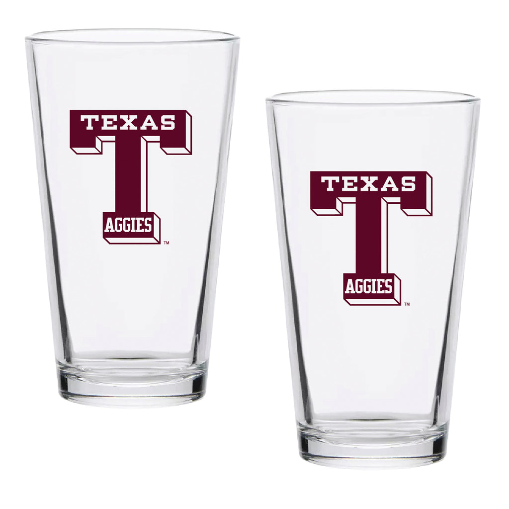 Set of 2 Texas A&M Aggies College Vault Sketch 16oz Pints