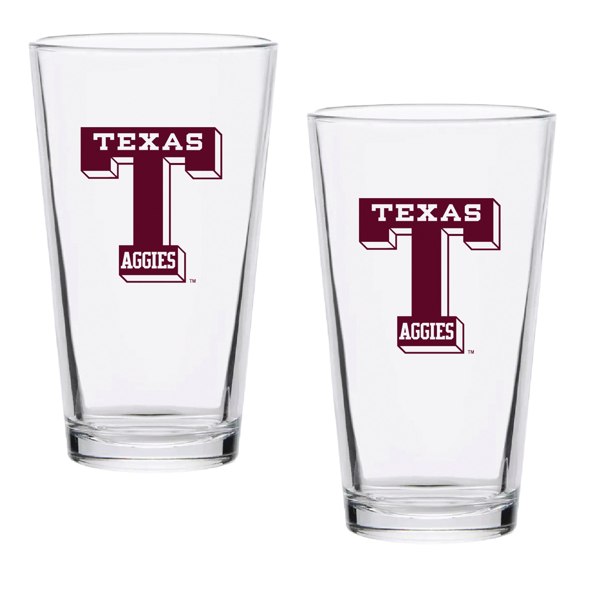 Set of 2 Texas A&M Aggies College Vault Sketch 16oz Pints