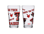 Set of 4 Texas Tech Red Raiders 16oz Medley Pint Glasses