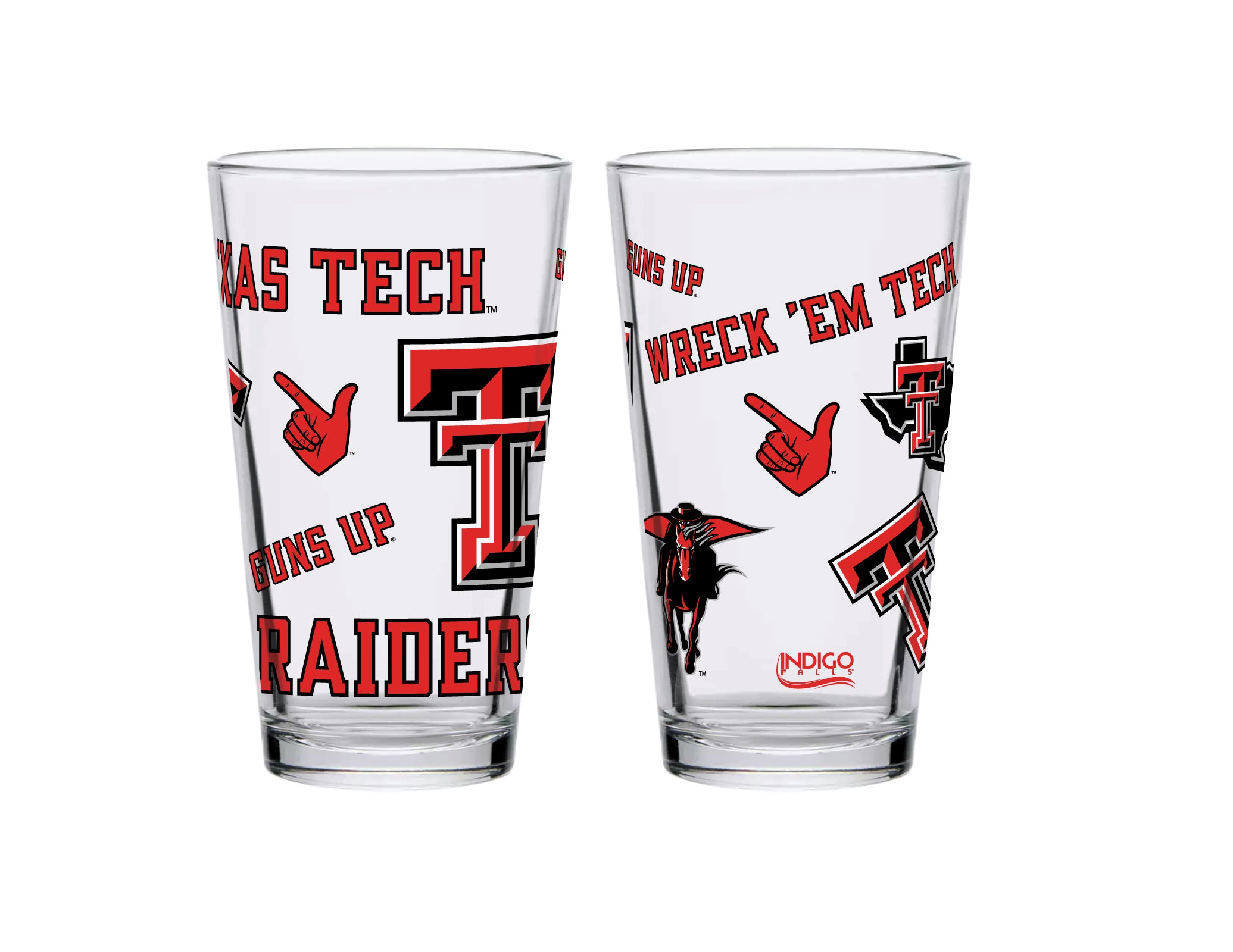 Set of 4 Texas Tech Red Raiders 16oz Medley Pint Glasses