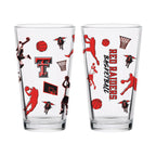 Set of 2 Texas Tech Red Raiders Basketball Sketch 16oz Pints
