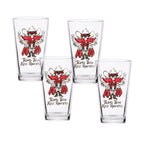 Set of 4 Texas Tech Red Raiders Mascot by Laura Wilcox 16oz Pint Glasses